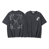New Summer Arrival: OFF-WHITE Washed Vintage Double Yarn Heavyweight Angel Red Old Man Religious Print Men's Short Sleeve T-Shirt