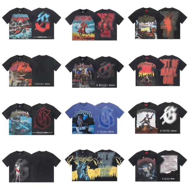 New Summer Arrival: GOD Fashion High Street Vintage Washed Distressed Short Sleeve Rock Band Print Loose Fit T-Shirt