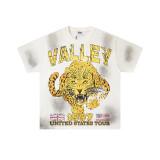 25ss cross-border foreign trade VALL trendy high street retro washed distressed street style direct-print rhinestone short-sleeve unisex T-shirt