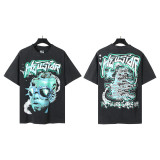 New cross-border HELL trendy high-quality vintage distressed T-shirt, loose fit printed short-sleeve T-shirt, unisex style for couples