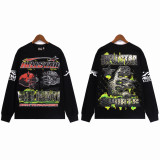 [Hell Series] Trendy High Street Hell Star Distressed Worker Head Print Casual Hoodie