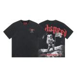 26ss Cross-Border Foreign Trade GOD American Trend High Street Vintage Washed Distressed Skull Unisex Loose Fit Printed Short Sleeve T-Shirt