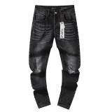 Cross-border European and American Purple Brand jeans, washed, distressed, vintage, ripped, with splatter paint, in a cool American style