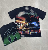 Cross-border American niche trendy brand T-shirt with skull print, loose fit, short sleeves, vintage washed, unisex and versatile
