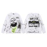 25ss cross-border trendy brand Hell Star high-quality loose casual printed washed vintage long-sleeve unisex shirt