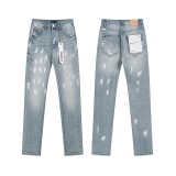 Ksubi trendy brand Purple new AM splatter-print high street retro ripped casual slim-fit jeans for men and women