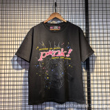 Cross-border trendy brand Sp555der loose hip-hop spider web letter t-shirt, couple's matching classic casual short sleeve