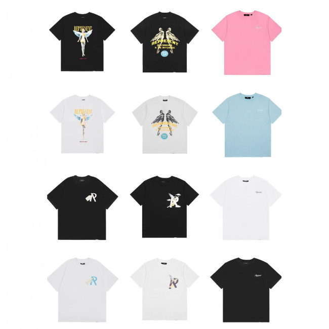 REPRESENT REP Doberman American fashion brand vintage casual loose retro shark short-sleeve t-shirt for men