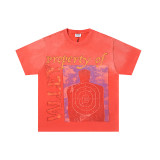 25ss cross-border foreign trade VALL trendy high street retro washed distressed street style direct-print rhinestone short-sleeve unisex T-shirt
