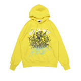 25ss high-quality Sp555der trendy high street style rhinestone embossed letter spider web hoodie for men and women