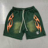 Hell Star Washed Vintage Casual Shorts Summer New European and American Trendy Brand Hip-Hop Shorts for Men and Women