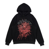 High-quality YoungThugSp555der American street fashion brand Pink loose-fit unisex hooded sweatshirt