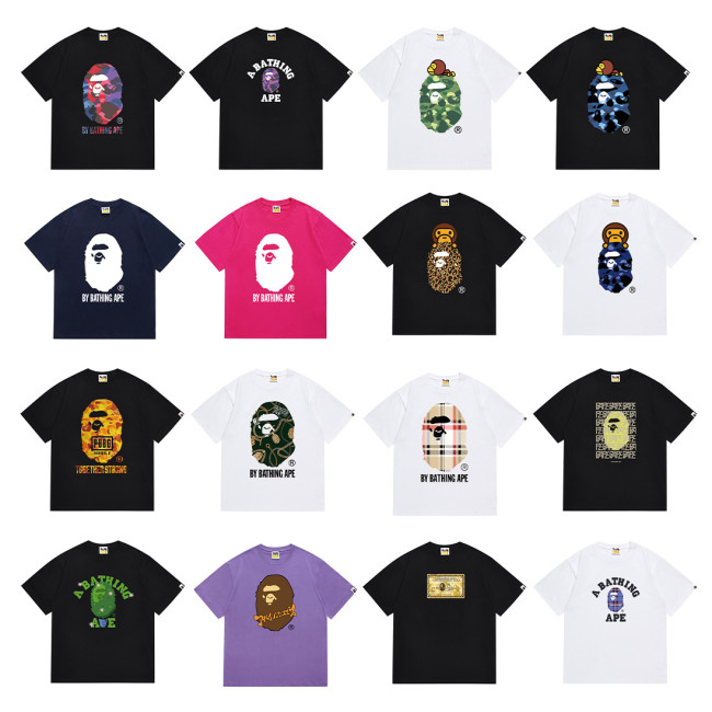 BAPE TShirt SS Summer Ape Head Little Monkey Camouflage Unisex Short Sleeve Round Neck T-Shirt for Men