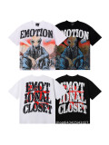 s cross-border EM American style trendy brand angel retro rhinestone logo hip-hop loose short-sleeve full-print couple's T-shirt