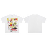 High-end American hip-hop couple's T-shirt, heavy-duty washed and distressed, West Coast rap short-sleeve, trendy basic style