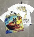 25ss American fashion brand GOD high street washed distressed printed spliced vintage summer loose short-sleeve T-shirt for men and women