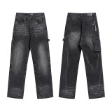 26ss cross-border foreign trade European and American trendy brand street style splattered paint ripped casual embroidered slim straight jeans for men