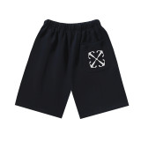 Brushed fleece 450g double logo print OW shorts, new summer style, European and American trendy brand, plus size knee-length shorts