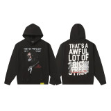 Cross-border American style new English letter print autumn and winter high street trendy loose casual unisex pure cotton hooded sweatshirt