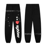 Cross-border foreign trade European and American trendy brand sp555der spider web letter print hoodie sweatshirt and pants set for men and women