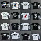 New cross-border men's and women's short-sleeve T-shirts, summer men's loose 230g heavy silk screen printed T-shirts