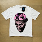 New trendy H Hell Star series printed double yarn pure cotton casual unisex summer loose short-sleeve T-shirt.