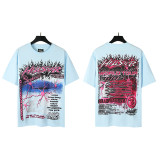 New cross-border HELL trendy high-quality vintage distressed T-shirt, loose fit printed short-sleeve T-shirt, unisex style for couples