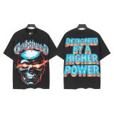25ss Summer New Godspeed American Style Trendy Rock Street Hip-Hop Vintage Washed Printed Short Sleeve