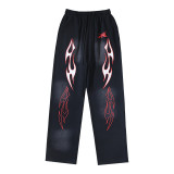 Cross-border American-style trendy brand letter-print vintage hoodie, loose-fit sweatshirt and pants set for men and women, thickened