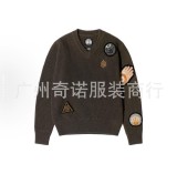 23S STU new knitted sweater with curved letter print, unisex, suitable for couples, versatile, pure cotton, long sleeve