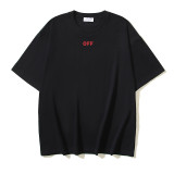 American streetwear brand OFF OW arrow graffiti print heavy-duty street style summer short-sleeve high street casual T-shirt for men and women