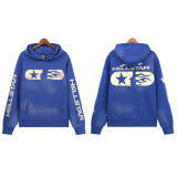 [Hell Series] Trendy High Street Hell Star Distressed Worker Head Print Casual Hoodie