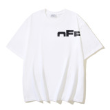 25ss American style trendy brand high-quality off-shoulder short-sleeve T-shirt with melting arrow gradient starry sky ink splatter design for men and women