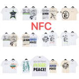 New cross-border HELL trendy high-quality vintage distressed T-shirt, loose fit printed short-sleeve T-shirt, unisex style for couples