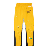 Correct version of Gallery Dept hand-painted splatter-ink patchwork drawstring high street casual sweatpants with a slight flare for men