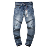 Cross-border European and American Purple Brand jeans, washed, distressed, vintage, ripped, with splatter paint, in a cool American style