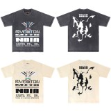 26ss Cross-Border Foreign Trade RRR123 CVA American Style Trendy Streetwear Vintage Washed Loose Short-Sleeve T-Shirt for Men