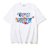 25ss high-quality OFF OW trendy high street arrow print summer short-sleeve casual loose T-shirt for men and women couples