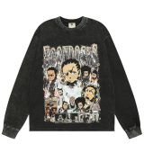 Saint Michael European and American trendy street rock vintage washed distressed digital print long-sleeve T-shirt for men