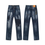 Cross-border foreign trade DSQUARED2 European and American trendy brand slim-fit skinny jeans with washed-out and distressed details for men