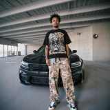 25ss cross-border American streetwear brand HELLSTAR full-print vintage hip-hop loose casual short-sleeve T-shirt for men and women