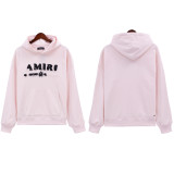 Amiri American streetwear brand logo embroidered loose vintage distressed washed casual hoodie and sweatpants unisex set