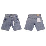 Cross-border European and American Purple Brand denim shorts, washed and distressed vintage splatter-paint denim pants for men