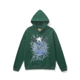 New autumn and winter 55555 spider print terry hooded sweatshirt, American street style casual loose hoodie