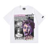 25ss Cross-Border Foreign Trade Hellstar American Trend High Street Retro Print Summer Loose Short-Sleeve T-Shirt Unisex