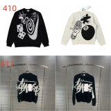 23S STU new knitted sweater with curved letter print, unisex, suitable for couples, versatile, pure cotton, long sleeve