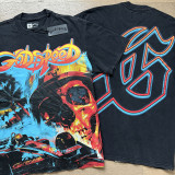 Cross-border foreign trade skull rock band vintage washed short-sleeve T-shirt, casual loose fit, unisex couple's base shirt, trendy