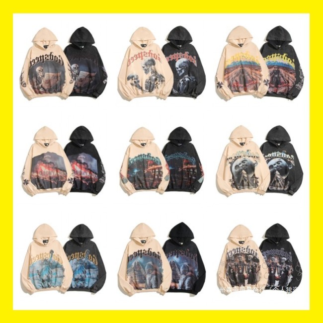 Godspeed Cross-Border 25ss Fall/Winter New Direct Print Washed Vintage Pure Cotton Hip-Hop American Style Hoodie Sweatshirt