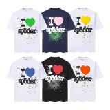 26ss Cross-Border Foreign Trade Sp555der American Style Trendy Brand High Street Printed Foam Loose Casual Short Sleeve T-Shirt for Men and Women