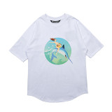 Cross-border foreign trade pa angel European and American trendy brand large logo letter high street unisex couple loose short-sleeve T-shirt ins